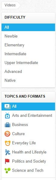 FluentU Japanese Video Categories